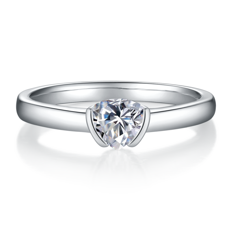 简约三角形S925银镀白金MoissaniteWomen's Ring0.5ctD级